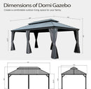Domi 14x20FT Outdoor Gazebo, Hardtop Gazebo with Galvanized Steel Double Roof, Metal Gazebos with Drainage System Patio Pergola for Patio Deck Backyard,Curtain and Netting,Gray