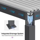 PURPLE LEAF Louvered Pergola 10' x 12' Patio Aluminum Pergola with White Adjustable Rainproof Roof Grey Frame Hardtop Gazebo for Outside Deck Backyard