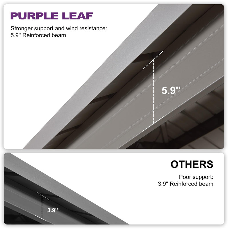 PURPLE LEAF 12' x 20' Outdoor Hardtop Gazebo, Champagne Aluminum Gazebo with Galvanized Steel Double Roof, Curtains and Netting for Patio Lawn and Garden