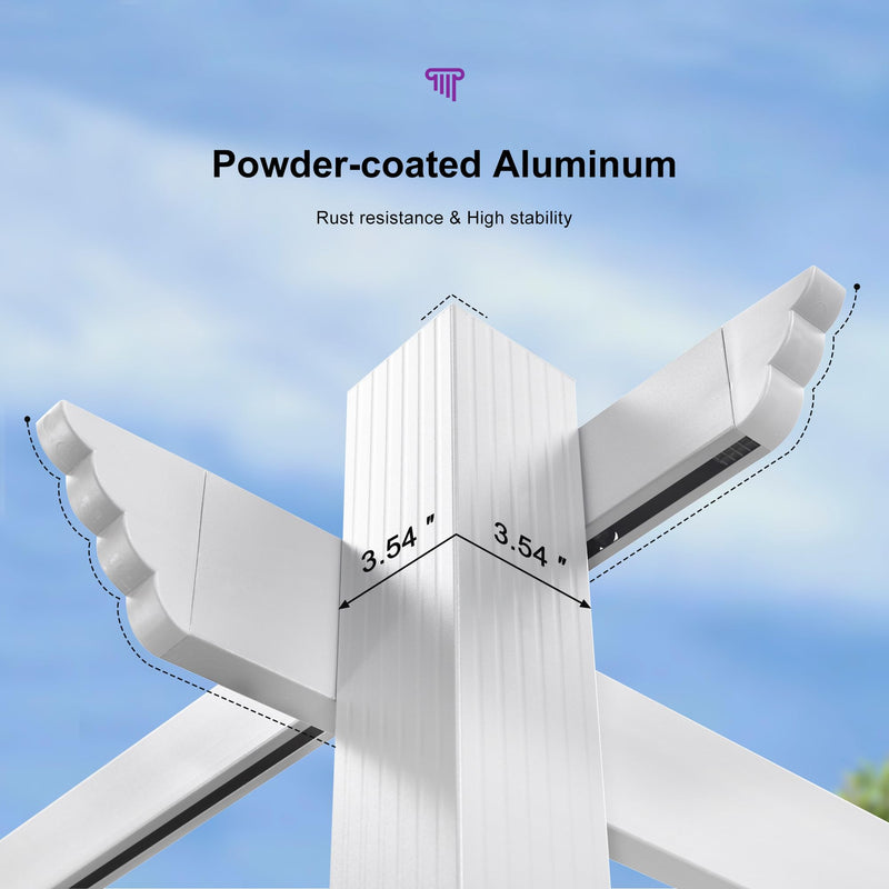 PURPLE LEAF 10' X 13' Outdoor Retractable Pergola with Sun Shade Canopy Cover White Patio Metal Shelter for Garden Porch Yard BBQ Beach Gazebo Grape Trellis Pergola, Turquoise Blue