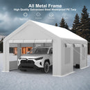 GarveeLife Heavy Duty Carport, Portable Garage with 4 Doors & 4 Window, Upgraded Carport with Reinforced Steel Poles, Uv Resistant All-Season Waterproof Tarp, for Car, Truck, Boat