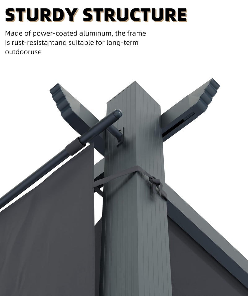 GarveeLife 12x20 Ft Aluminum Pergola, Outdoor Metal Pergola with Adjustable Canopy, Reinforced Frame Outdoor Shelter for Backyard, Garden and Deck - Gray