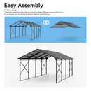 Kurapika 12x22 FT Metal Carport with Reinforced Base Outdoor Heavy Duty Car Port with Galvanized Steel Roof, Garage Car Shelter, Multi-Purpose Carports for Car, Truck and Boats