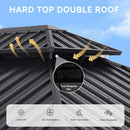 Aoxun 12'x14' Hardtop Gazebo, Aluminum Frame Canopy with Double Galvanized Steel Roof, Outdoor Metal Pavilion with Netting, Curtains for Backyard, Patio and Deck