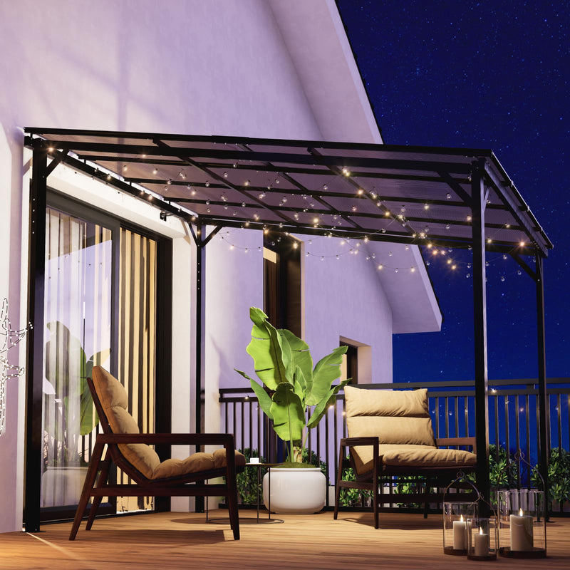 Yalissey 10'×8' Patio Gazebo with Waterproof Fuzzy Strip, Outdoor Gazebo with Innovative Base Support, Wall Mounted Gazebos Pergola with Roof for Backyard, Decks, Garden