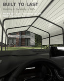 13' x 16' x 10' Metal Carport Heavy Duty, 27 Ga. Steel Roof and 18 Ga. Reinforced Frame, Permanent Shed for Agricultural Machinery, Carport for Cars, Boats, Trucks, and Tractors, N.W. 460 lbs