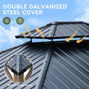 Aoxun 12' x 20' Outdoor Wood Gazebo, Hardtop Gazebo Permanent Wooden Pavilion with Galvanized Steel Double Roof, for Patio, Garden, Backyard, Cedar Wood