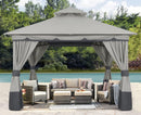 ABCCANOPY 8'x8' Outdoor Gazebo, Double Roof Patio Gazebo with and Shade Curtains, Light Gray