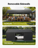 VEVOR 10x20 FT Heavy Duty Carport, Car Port Car Canopy, Potable Garage Car Canopy with Removable Sidewalls, Outdoor Car Shelter, UV and Water-Resistant Car Tent for Cars, Boats, Trucks, and Equipment
