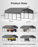 Mars Explo 12x20FT Heavy Duty Metal Carport Kit, Galvanized Permanent Shelter for Pickup Trucks, Tractors, RVs - Extra Sturdy Frame with Enhanced Anchoring System & Snow Load Capacity