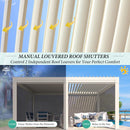 YOLENY Louvered Pergola and 6 Pull-Down Screens, 12x16FT All Aluminum Pergola with Adjustable Rainproof Roof, Outdoor Sun Shade Shelter for Patio, Weatherproof, White