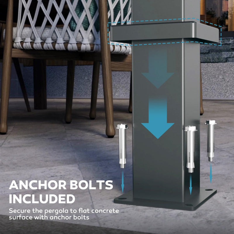 MIRADOR 80S Louvered Pergola 10' x 12', Modern Style with Adjustable Louvers and Integrated Drainage System for Deck Garden Yard, Easy Installation, Charcoal