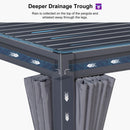 PURPLE LEAF Louvered Pergola 12' x 16' Outdoor Aluminum Modern Gray Pergola with Privacy Curtains and Mesh Netting Adjustable Louvered Roof Durable All-Weather Gazebo