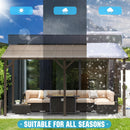 SUNCROWN 10'x14' Hardtop Gazebo, Wall-Mounted Gazebos Pergola, Outdoor Reclining Gazebos with Metal Frame, Lean to Gazebo Metal Awnings for Patio, Deck, Backyard, Porch, Lawns