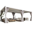 YOLENY Louvered Pergola 10x20, Aluminum Gazebo with Adjustable Waterproof Roof, Curtains and Netting Included, Deck and Backyard, White