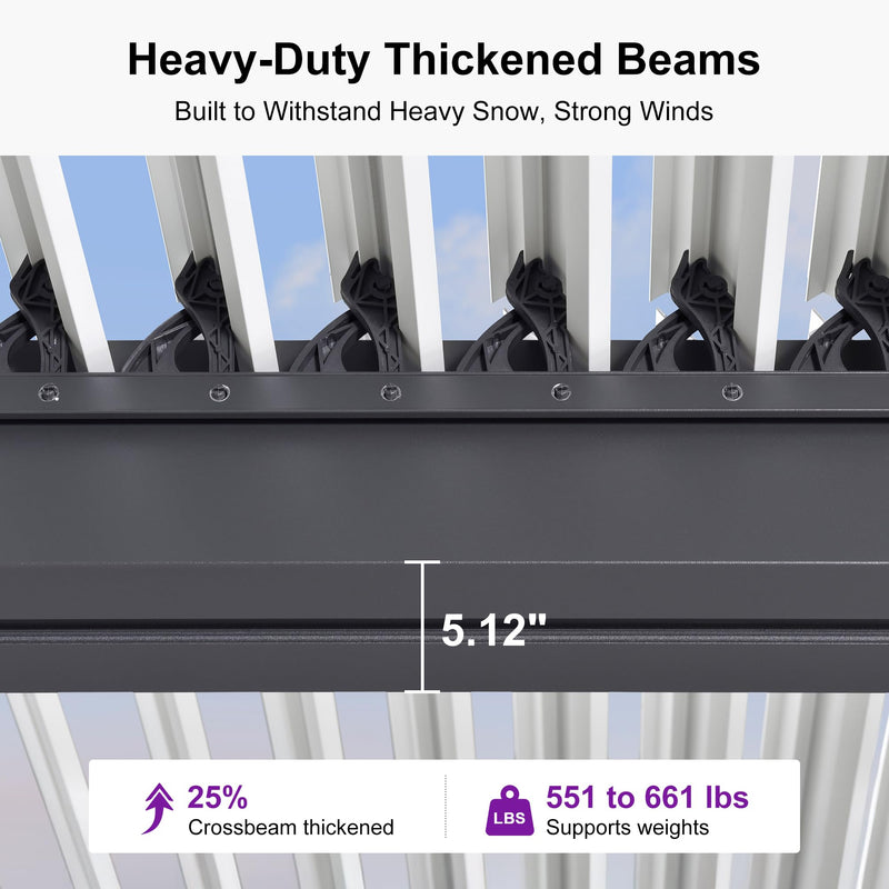 PURPLE LEAF Louvered Pergola 12' x 14' Outdoor Aluminum Pergola with Hidden Drainage System and White Adjustable Sun Shade Roof Patio Hardtop Large Pergolas for Patio Dining Backyard Deck