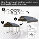 20x20 FT Metal Carport Canopy Heavy Duty with Galvanized Steel Roof & Frame, All-Weather Portable Car Garage Shelter for Cars, Safe Boat Cover Car Ports for Yard
