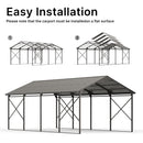 Gotland 12FT x 22FT Heavy Duty Metal Carport, Outdoor Garage Car Shelter with Reinforced Steel Frame, Galvanized Metal Roof, Weather-Resistant Canopy for Cars (Black)