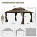 Domi 12'x16' Hardtop Gazebo Canopy Metal,Outdoor Aluminum Gazebo with Galvanized Steel Double Roof,Curtain and Netting,Permanent Gazebo Pavilion for Patio Deck,Backyard