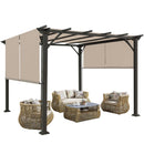 COOS BAY Outdoor Patio Pergola 10x10 ft with Retractable Sun Shade Canopy Top, Metal Frame Gazebo Sun Shade for Backyard, Deck, Garden and Poolside, Beige