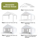 GarveeLife Heavy Duty Carport, Portable Garage with 4 Doors & 4 Window, Upgraded Carport with Reinforced Steel Poles, Uv Resistant All-Season Waterproof Tarp, for Car, Truck, Boat