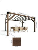KYBOLT 12 X 14 Ft Wood Pergola with Retractable Sunshade Canopy, Solid Structure, Outdoor Pergola for Backyard, Deck, Garden (Reddish-Brown)