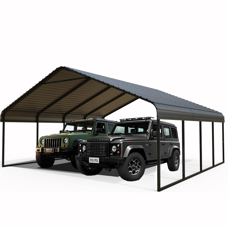 20x20 FT Metal Carport Canopy Heavy Duty with Galvanized Steel Roof & Frame, All-Weather Portable Car Garage Shelter for Cars, Safe Boat Cover Car Ports for Yard