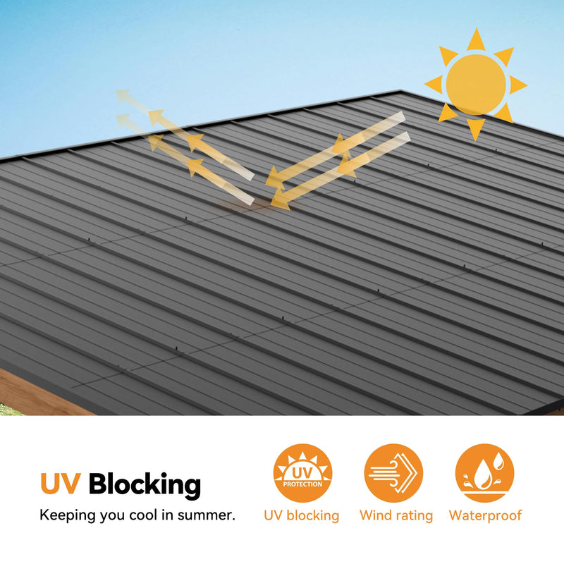 Modern Shade Supreme Cedar Wood Gazebo 12' x 16' with Hardtop Slope Roof, Wooden Grill Gazebo with Durable and Rot-Resistant, Supports Snow Loads and High Wind Speeds, Ideal for Backyard, Deck, Garden