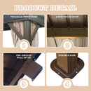 Domi 12x16FT Wall-Mounted Hardtop Gazebo, Aluminum Lean to Gazebo with Galvanized Steel Sloping Roof, Curtains & Netting for Outdoor Patio, Deck, Backyard, Garden Parties