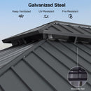 PURPLE LEAF 10' X 12' Hardtop Gazebo with Galvanized Steel Double Roof Outdoor Gazebos for Patio Lawn and Garden Included Netting and Beige Curtains