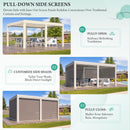 YOLENY Louvered Pergola and 6 Pull-Down Screens, 12x16FT All Aluminum Pergola with Adjustable Rainproof Roof, Outdoor Sun Shade Shelter for Patio, Weatherproof, White