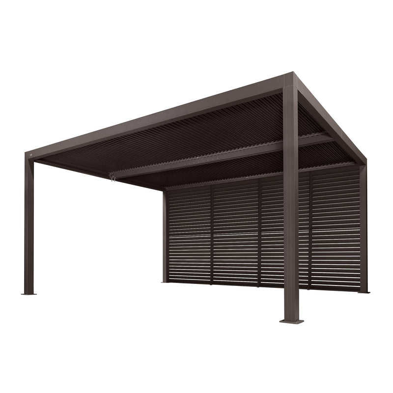 PURPLE LEAF Outdoor 12' × 16' Louvered Pergola with 16FT Detachable Louver Wall Patio Adjustable Aluminum Canopy Retractable Metal Roof for Deck Outside Backyard Hardtop Gazebo Sun Shade