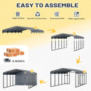 EROMMY 10x25 FT Carport Storage Shed 2-in-1, Heavy Duty Car Port with Galvanized Metal Frame, Base-Reinforced Enclosed Storage Shelter, Extended Coverage for Trucks, Cars & All Vehicles, Gray