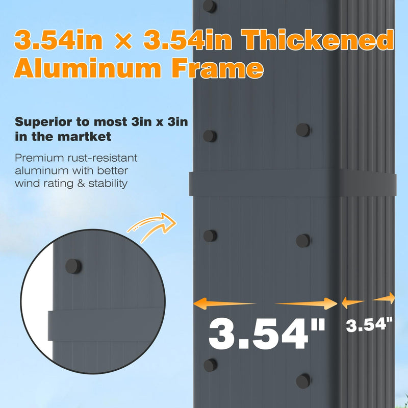 MUPATER 12' X 16' Outdoor Retractable Aluminum Pergola with Weather-Resistant Canopy for Backyard Deck Garden Grey