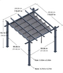 KYBOLT 10x10 Ft Modern Aluminum Pergola, Outdoor Pergola with Adjustable Canopy, Stable 4-Sided Base, Aluminum Gazebos for Backyard, Deck, Lawn - Gray