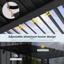 LVUYOYO Outdoor Louvered Pergola 10' x 20', Patio Aluminum Pergola with Adjustable Roof, Waterproof Metal Gazebo for Backyard, Garden, Deck (Black)