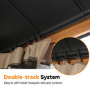 Modern Shade The Horizon Permanent Hardtop Gazebo 12' x 20' w/ 4 LED Lights, Outdoor Gazebo w/Galvanized Steel Double Roof, Patio Pavilion w/Decor Hooks, Mosquito Nettings, Wood-Looking