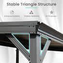 Domi 8' x 8' Lean to Gazebo, Wall Mounted Gazebos Pergola with Built in Drainage System, Galvanized Steel Roof, Hardtop Patio Shelter for Deck, Porch, Backyard and More