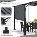 MASTERCANOPY 10x12ft Outdoor Retractable Pergola with Sun Shade Canopy Patio Metal Garden Pergola,Dark Grey
