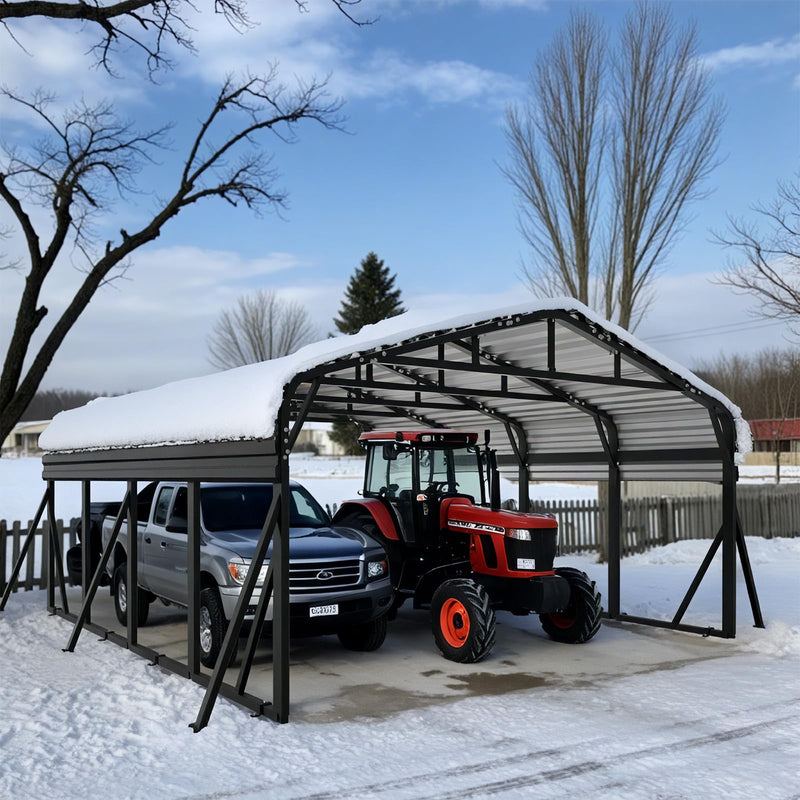 20x20FT Heavy Duty Metal Carport - Reinforced Galvanized Carport Canopy for All-Weather Shelter, Enhanced Wind Resistance for Boats, Cars, Trucks, and Tractors