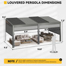 MELLCOM Louvered Pergola with Screen 10x20, Wall-Mounted Adjustable Pergola, Lean to Aluminum Gazebo with 4 Pull-Down Screen Sides and Adjustable Roof for Backyard, Dark Gray