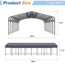 AirWire 20x40 FT Metal Carport Canopy Heavy Duty with Reinforced Base and Galvanized Steel Roof & Frame, Garage Shelter for Cars, Boats and Trucks