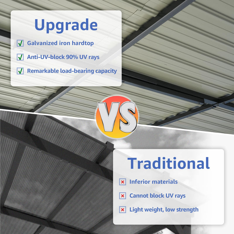 SUNSITT 10'x 14' Gazebo, Outdoor Lean to Gazebo Pergola w/Drainage Holes, Wall-Mounted Gazebo with Hard Top Metal Awnings for Patio Backyard Deck, Dark Grey