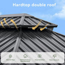Aoxun Hardtop Gazebo 10x12, Aluminum Frame Canopy with Double Galvanized Steel Roof, Outdoor Gazebo with Breathable Netting and Privacy Curtain for Backyard