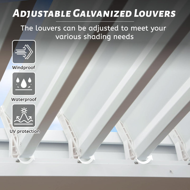 Domi Louvered Pergola 10X10FT, Aluminum Pergola with Adjustable Louvered Roof and Drainage Gutter, Outdoor Pergola Gazebo for Patio, Backyard, Deck, White