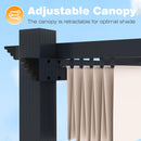 VEIKOU 10x13ft Pergola, Metal Pergola w/Thicker Post & Upgraded Retractable Pergola Canopy, Heavy-Duty Aluminum Pergolas and Gazebos Outdoor Shelter for Porch Yard, Beige