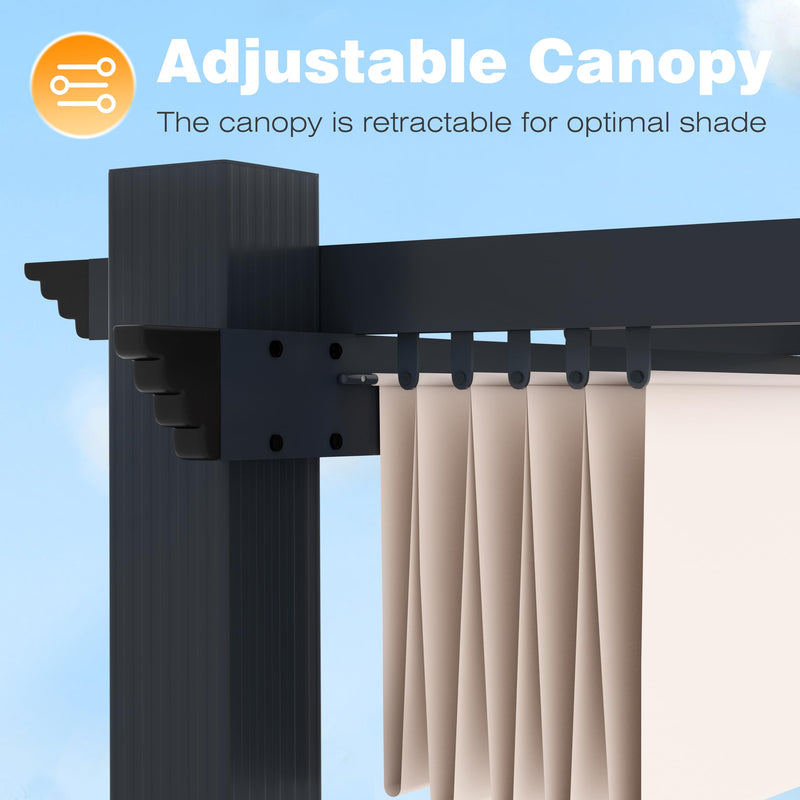 MUPATER 10' X 13' Outdoor Pergola, Aluminum Pergola Patio with Weather-Resistant Canopy, Retractable Pergola for Backyard Deck Garden, Cream White