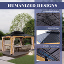 CHARMELEON 10'x12' Wood Gazebo,Patio Cedar Wood Gazebo with Mosquito Netting and Curtains, Galvanized Steel Hardtop Pavilion for Outdoor, Garden, Deck