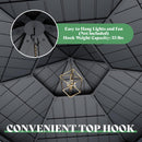 AMERLIFE 13X15FT Hardtop Gazebo, Hexagon Metal Patio Gazebo, Double Tiered Patio Pavilion with Aluminum Foot, Dual Rails, Ceiling Hook and Bench for Patio, Garden, Backyard Shade