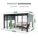 LUXIJOY 10' X 12' Outdoor Retractable Pergola, Aluminum Pergola with Retractable Sun Shade Canopy, Patio Metal Pergola for Deck, Backyard, Garden